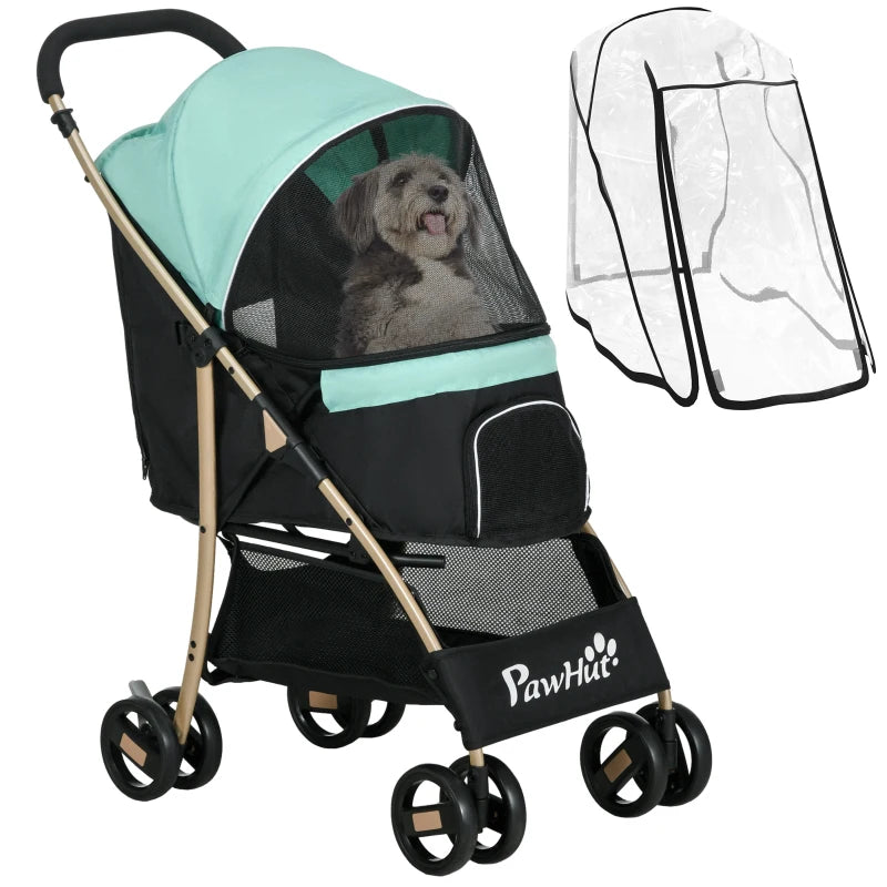 Small Dog Travel Stroller – Green with Rain Protection