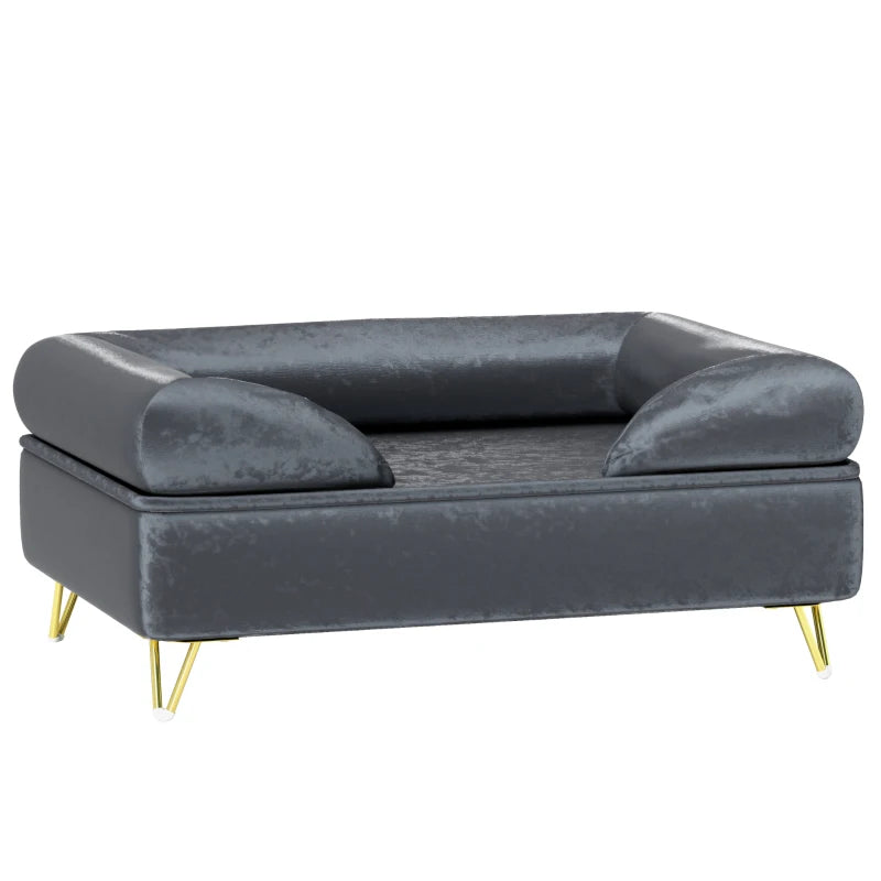 Cat Sofa Pet Couch with Removable Backrest – Grey