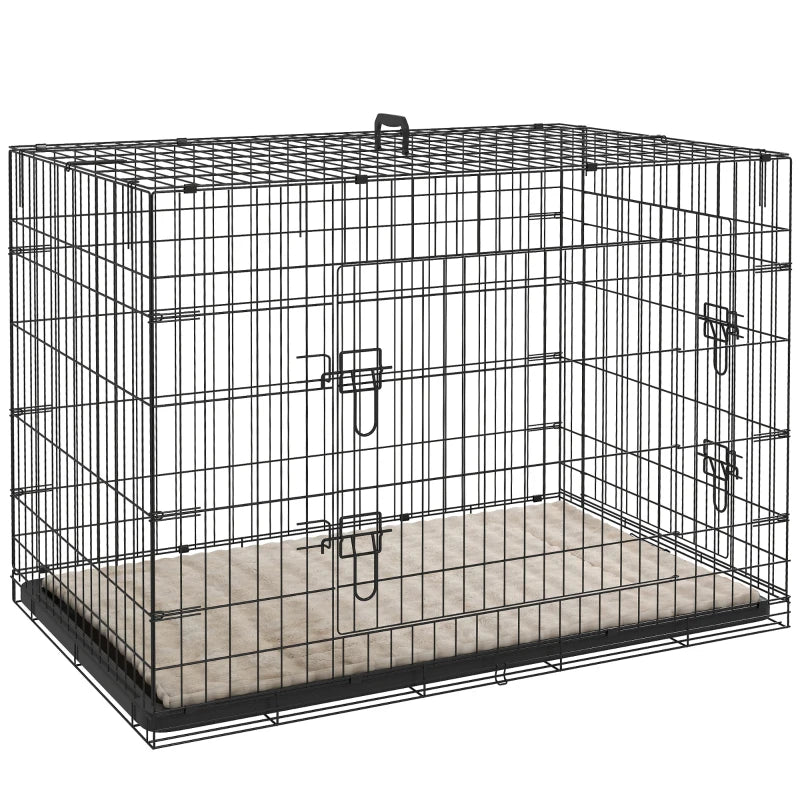 Foldable Dog Crate with 2 Doors for Large Dogs – Black