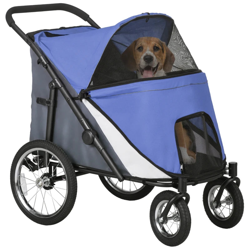 Blue Foldable Stroller for Medium & Large Dogs & Cats