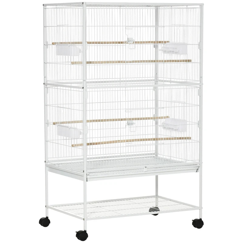 Large Bird Cage with Slide-Out Tray & Storage Shelf