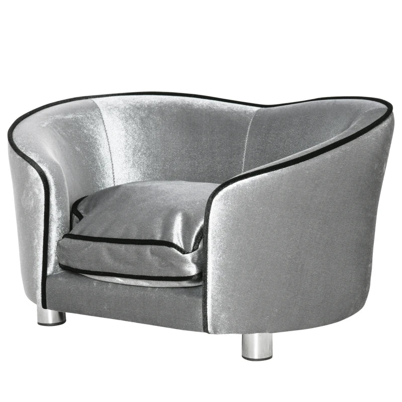 Pet Bed Couch with Removable Cushion – Silver Grey