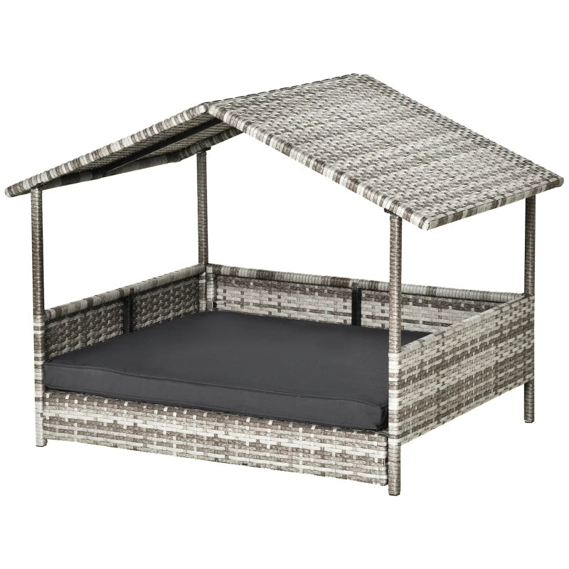 Dark Grey Rattan Dog House for Small/Medium Dogs