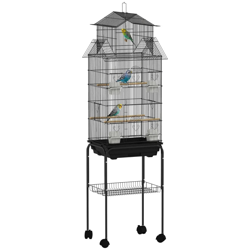 Large Metal Bird Cage with Swing & Tray for Small Birds