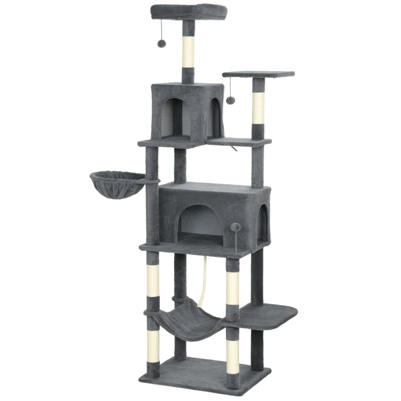 Big Cat Tree 202cm – 2 Condos, Perches & Play Pompoms