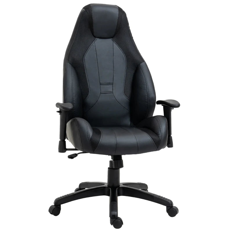 Black Racing Style Gaming Chair – Adjustable Height, Armrests & Swivel Wheels