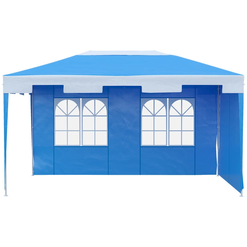 Blue Outdoor Marquee Tent with Sidewalls – Garden Gazebo for Patio Events, 3 x 4m