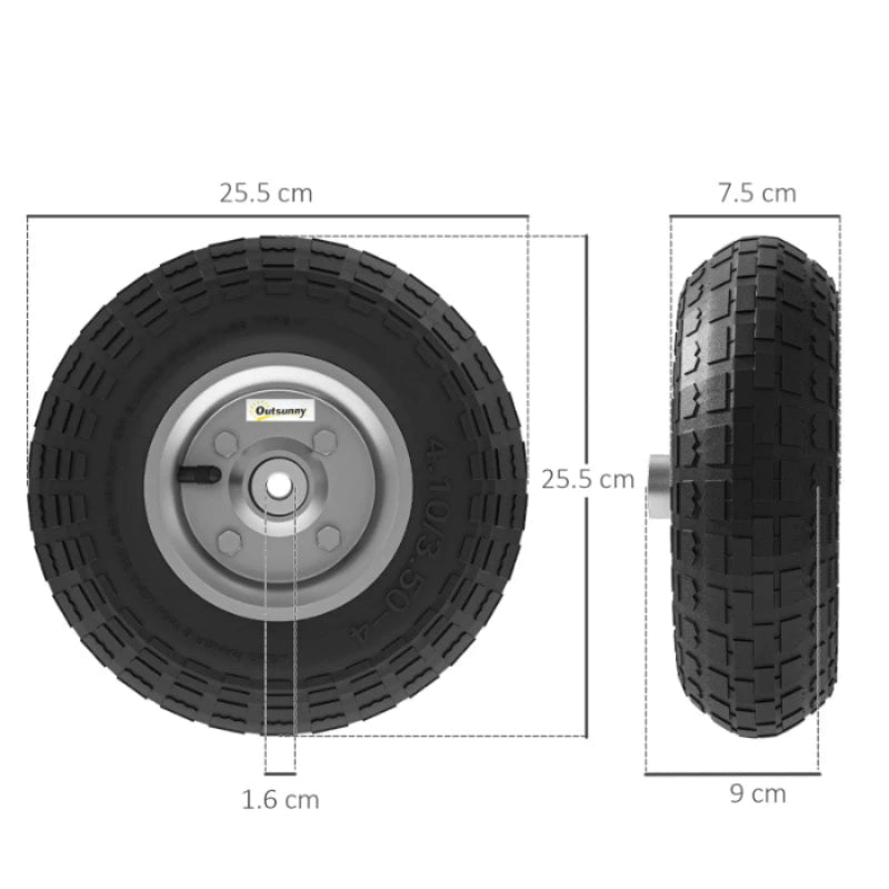 Set of 4 Pneumatic 10” Replacement Wheels for Wheelbarrows, Garden & Barn Carts