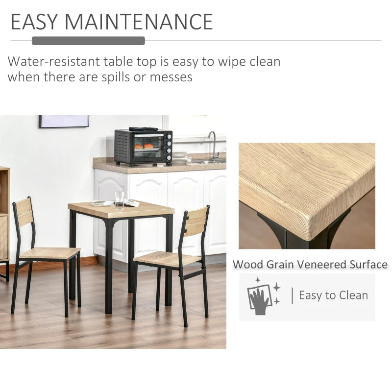 Three-Piece Dining Set – Compact & Minimal, Light Wood Grain