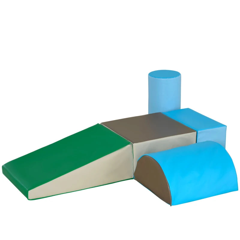 Soft Foam Climb & Crawl Play Set – 5-Piece Indoor Activity Blocks for Toddlers, Blue