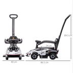 White Toddler Ride On Push Car – 2-in-1 Foot-to-Floor Slider with Handle, Ages 1-3