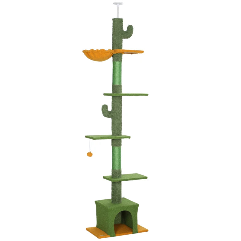 Tall Floor-to-Ceiling Cat Tree 230-275cm with Hammock & Posts