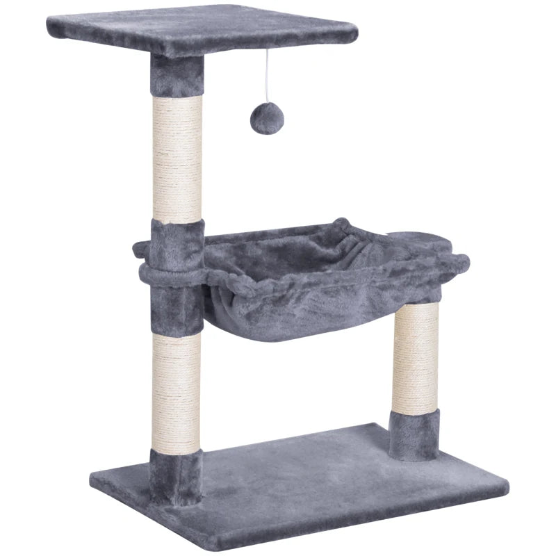 Cat Tree with Scratching Posts, Hammock & Bed – Grey