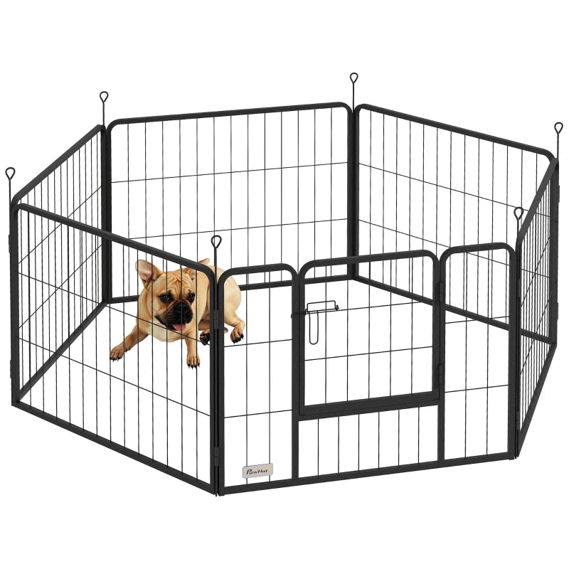 Grey Dog Playpen with Door, 6 Panels, 60cm High