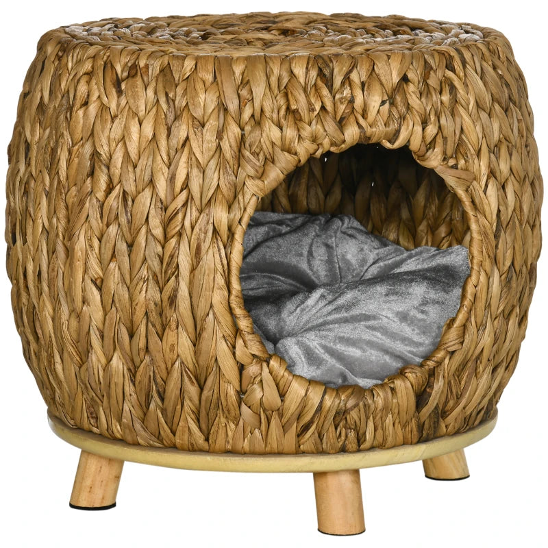 Wicker Cat Bed & Stool with Soft Washable Cushion
