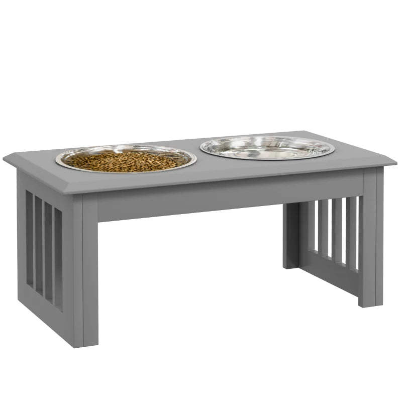 Medium Dog Raised Feeding Bowls – Grey Stand