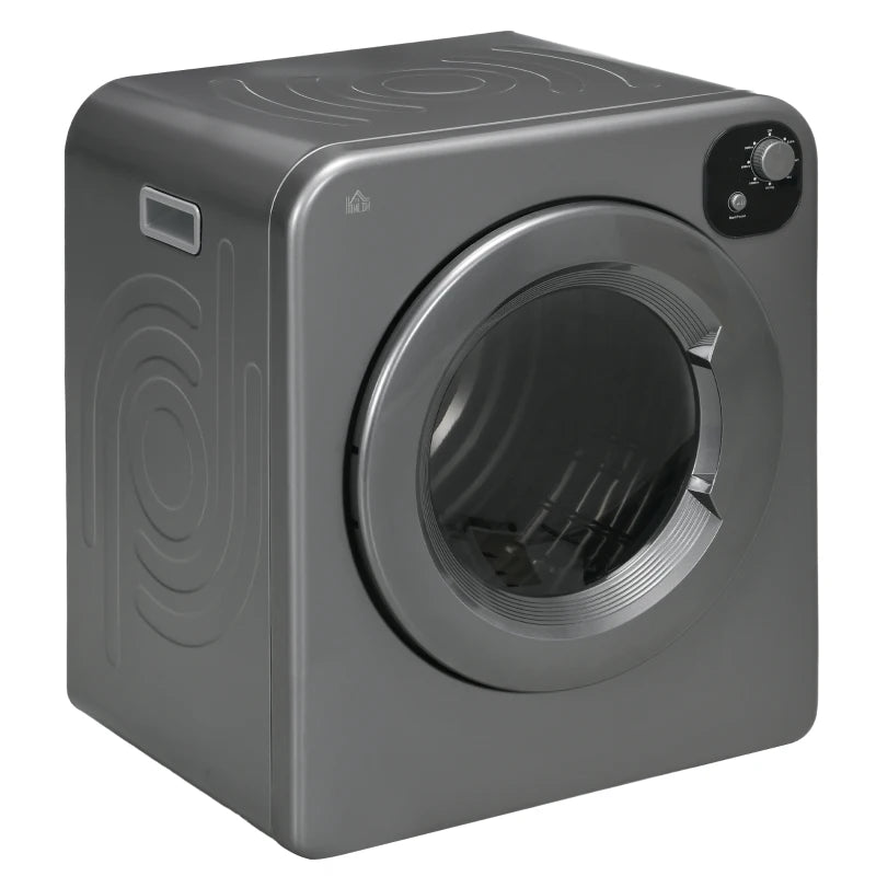 6kg Grey Vented Tumble Dryer – Stackable, Portable, 7 Programs