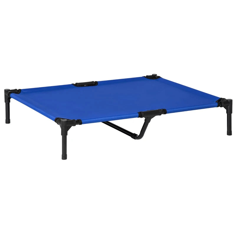 Metal Frame Raised Dog Bed – Large Elevated Pet Cot (Blue)