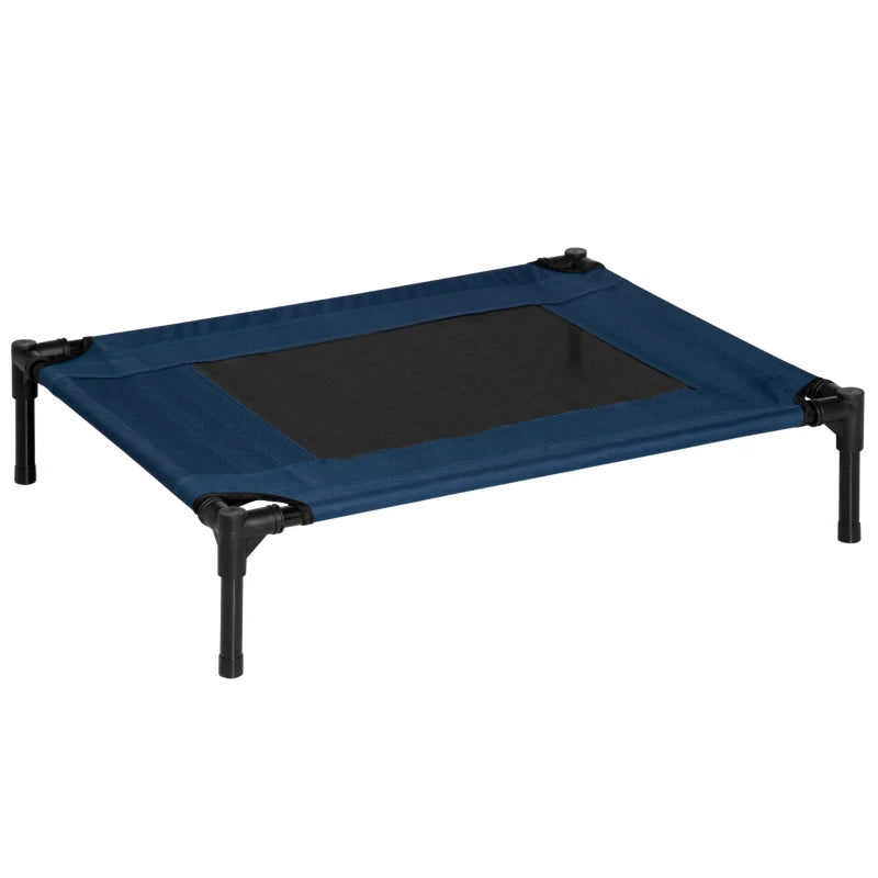 Blue Elevated Dog Bed – Medium Raised Cot for Pets