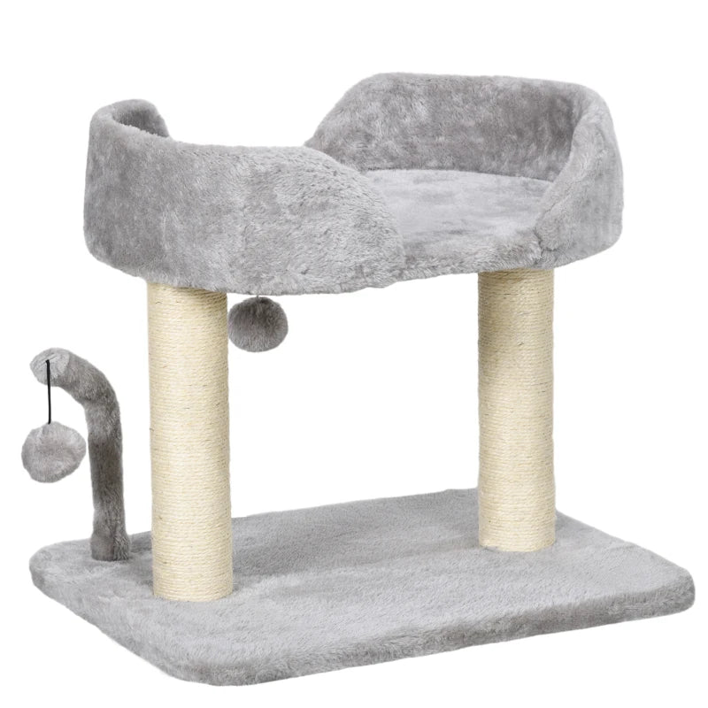 Light Grey 42cm Cat Tree with Sisal Post and Toys