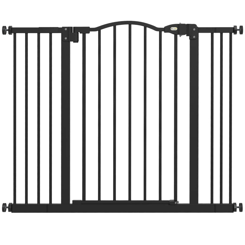 Black Metal Pet Gate 74-100cm Wide with Auto-Close Feature