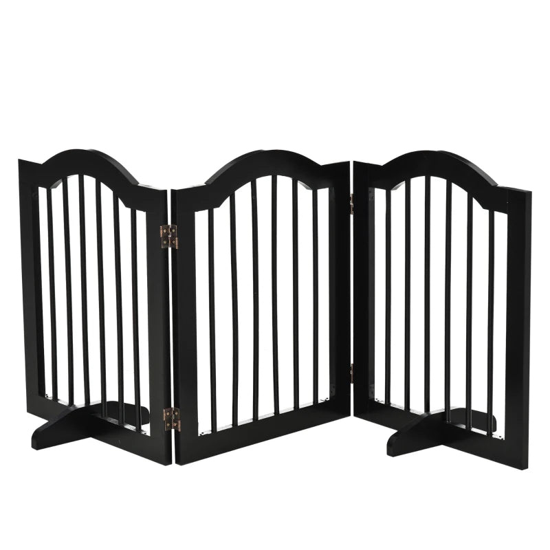 Foldable Wooden Pet Gate with Support Feet – Black