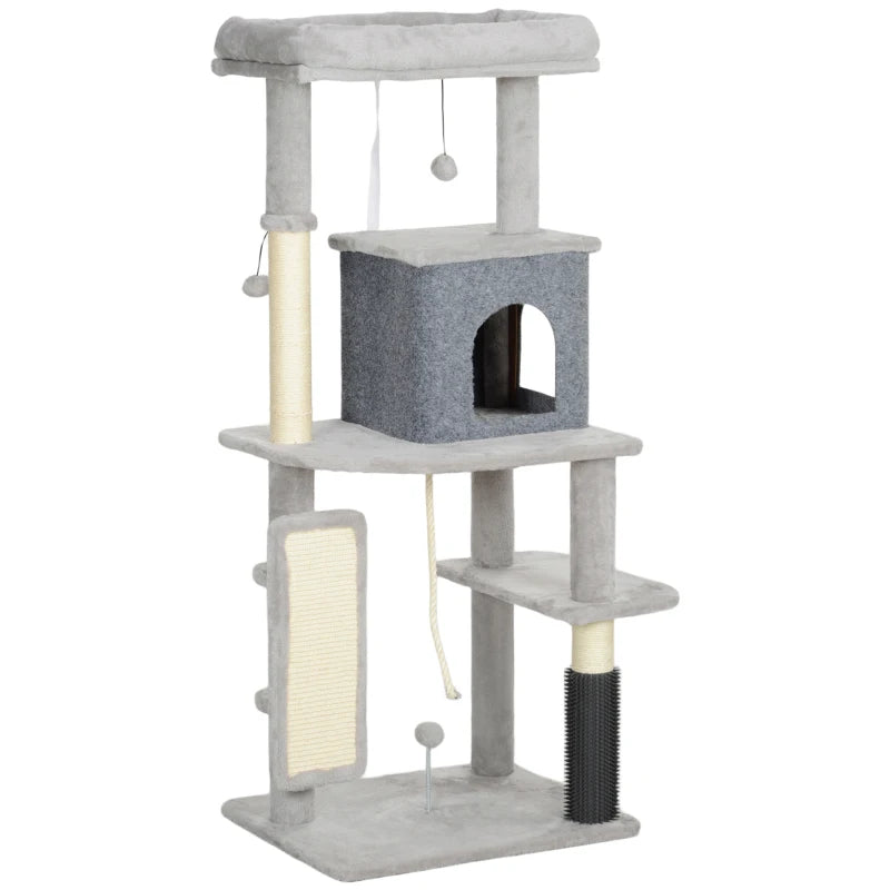 Cat Tree 132cm with Platform, Scratching Posts & Anti-Tip Kit