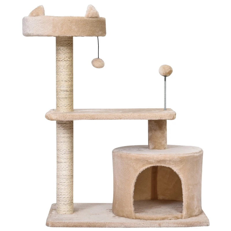 Cat Tree with Scratching Post & Climbing Tower – Beige 60x40x81 cm