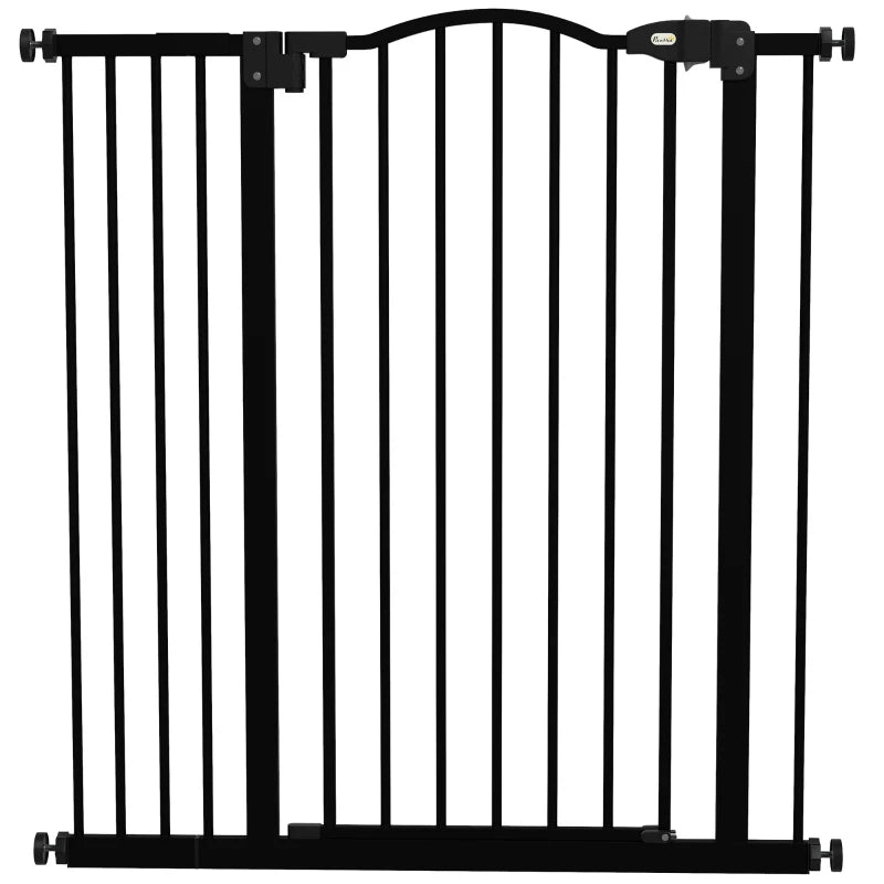 Black Pressure Fit Dog Gate 94cm High, Adjustable 74-94cm