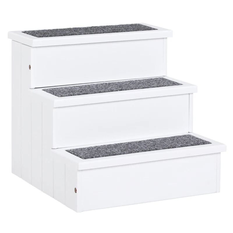 Wooden Pet Steps for Dogs & Cats – 3 Step with Storage
