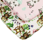 Lolaland Pink Baby Fitted Cot Bed Sheets 2 Pack 100% Cotton Monkeys Panda Print