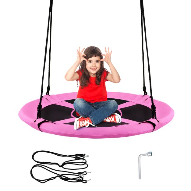 100cm Children’s Flying Saucer Tree Swing with Adjustable Rope for Outdoor Play