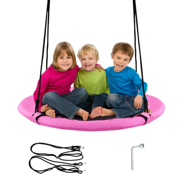 100cm Children’s Flying Saucer Tree Swing with Adjustable Rope for Outdoor Play
