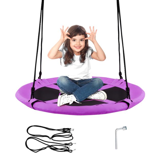 100cm Children’s Flying Saucer Tree Swing with Adjustable Rope for Outdoor Play