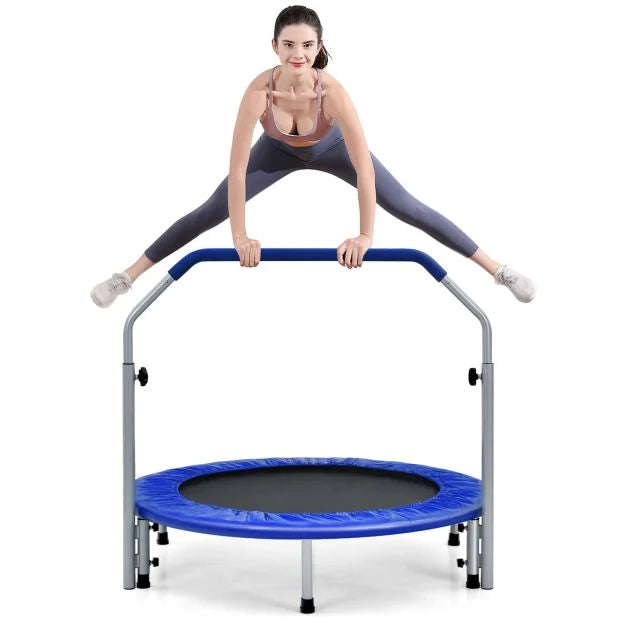 Adult Foldable Trampoline, 101cm with 4-Level Adjustable Handle