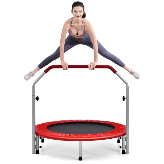 Adult Foldable Trampoline, 101cm with 4-Level Adjustable Handle