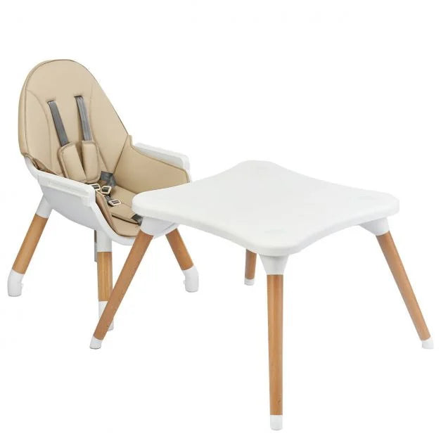 Modern 4-in-1 Baby High Chair with Safety Harness and Multi-Stage Seating