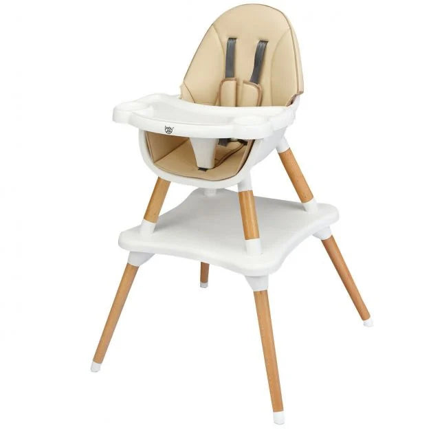 Modern 4-in-1 Baby High Chair with Safety Harness and Multi-Stage Seating