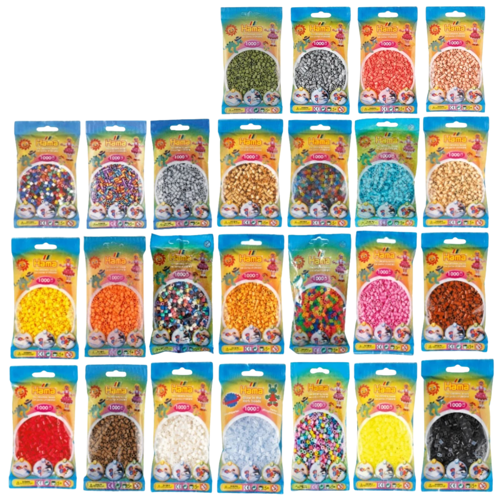 Hama Beads 1000 Midi Beads Refill Bags Assorted Colours Arts & Crafts Set Ages