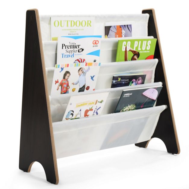 Kids 4-Tier Bookshelf with Magazine and Book Organizer