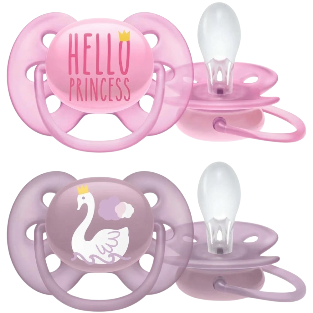 Philips Avent Baby Soothers 2 Pack Orthodontic BPA-Free Silicone Dummies with Hygienic Cap