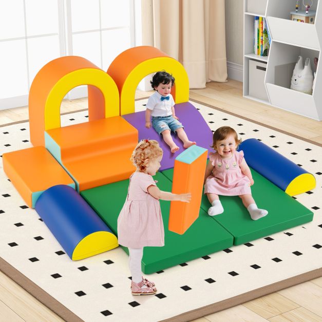 10-Piece Foam Climbing Blocks Set for Crawling, Climbing & Sliding