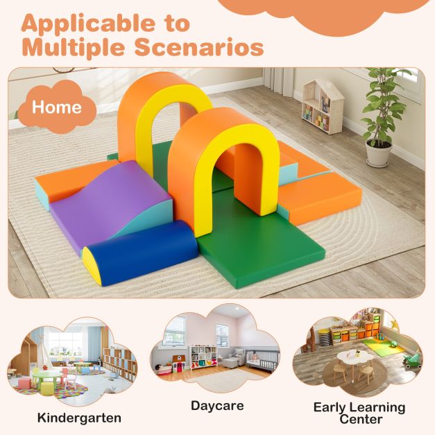 10-Piece Foam Climbing Blocks Set for Crawling, Climbing & Sliding