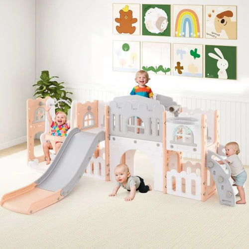 10-in-1 Toddler Swing and Slide Set, Indoor Playground for Active Kids’ Fun