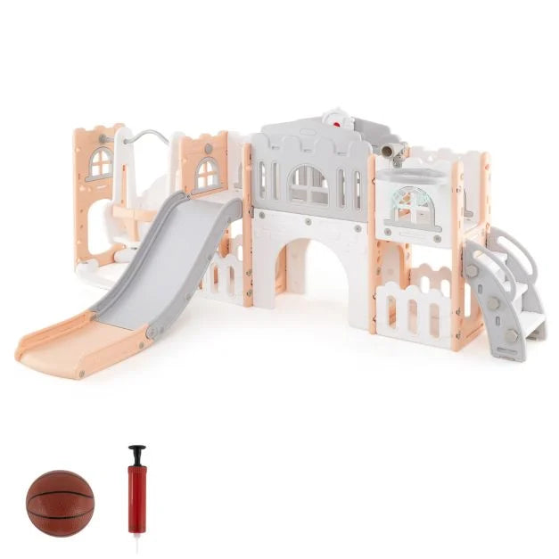 10-in-1 Toddler Swing and Slide Set, Indoor Playground for Active Kids’ Fun