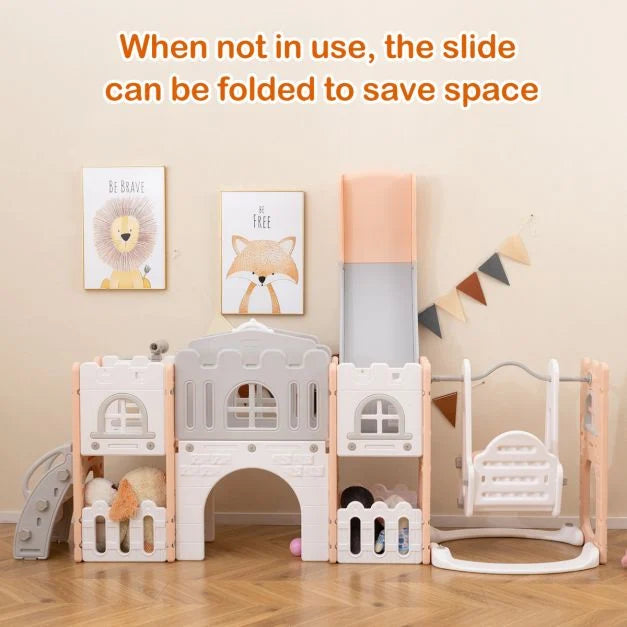 10-in-1 Toddler Swing and Slide Set, Indoor Playground for Active Kids’ Fun