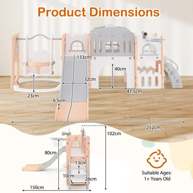 10-in-1 Toddler Swing and Slide Set, Indoor Playground for Active Kids’ Fun