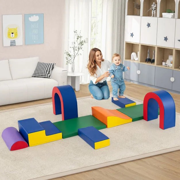 10-Piece Foam Climbing Blocks Set for Crawling, Climbing & Sliding