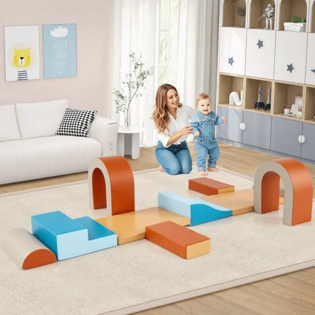10-Piece Foam Climbing Blocks Set for Crawling, Climbing & Sliding