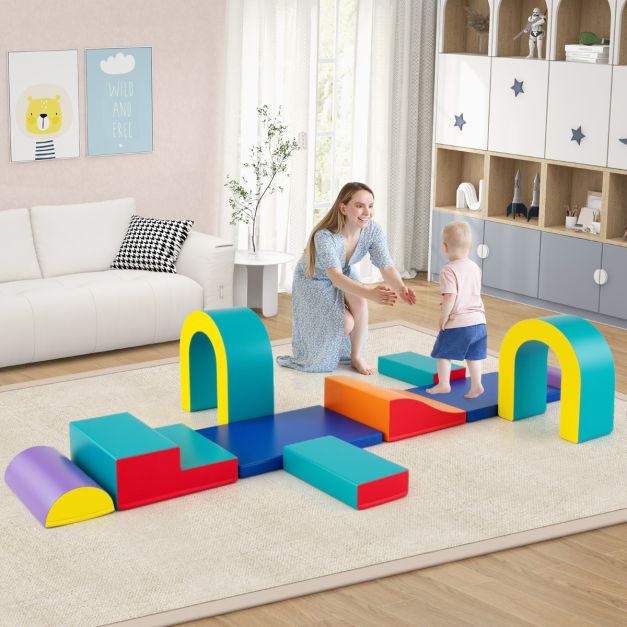 10-Piece Foam Climbing Blocks Set for Crawling, Climbing & Sliding